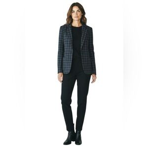 Mauro Grifoni Vintage 100% Wool Navy Black Check Plaid single breasted blazer M